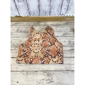 Becco Women's Sports Bra Lace Up Back Coral Snake Print